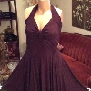 Sexy brown halter skater dress 1X XL backless